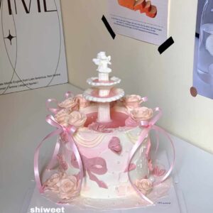 pink piped wishing well