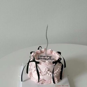 pink and black ribbon piping