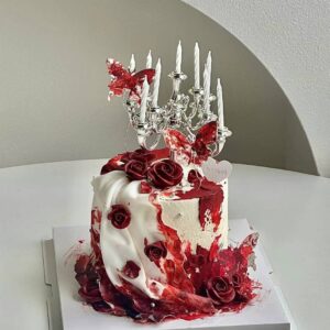 red splatter candle holder