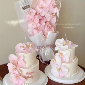 Two-tier Pink Orchid Cake