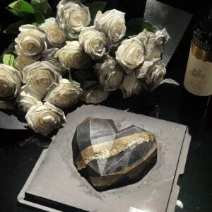 Black Starry Sky Heart-shaped Marble