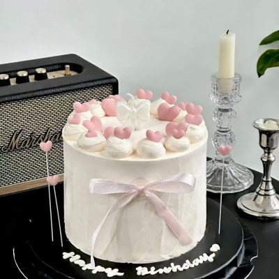 pink heart cake