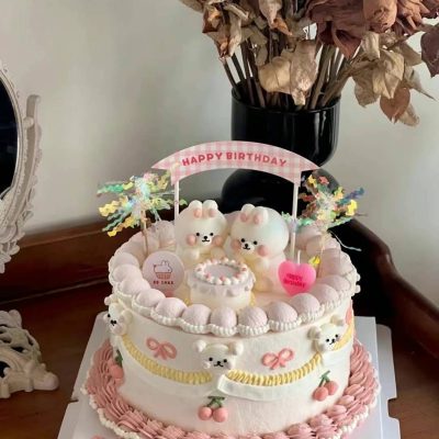 两只兔兔复古手绘 two vintage hand-painted bunnies