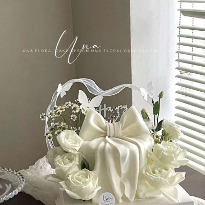 白色系鲜花蝴蝶结 white floral butterfly